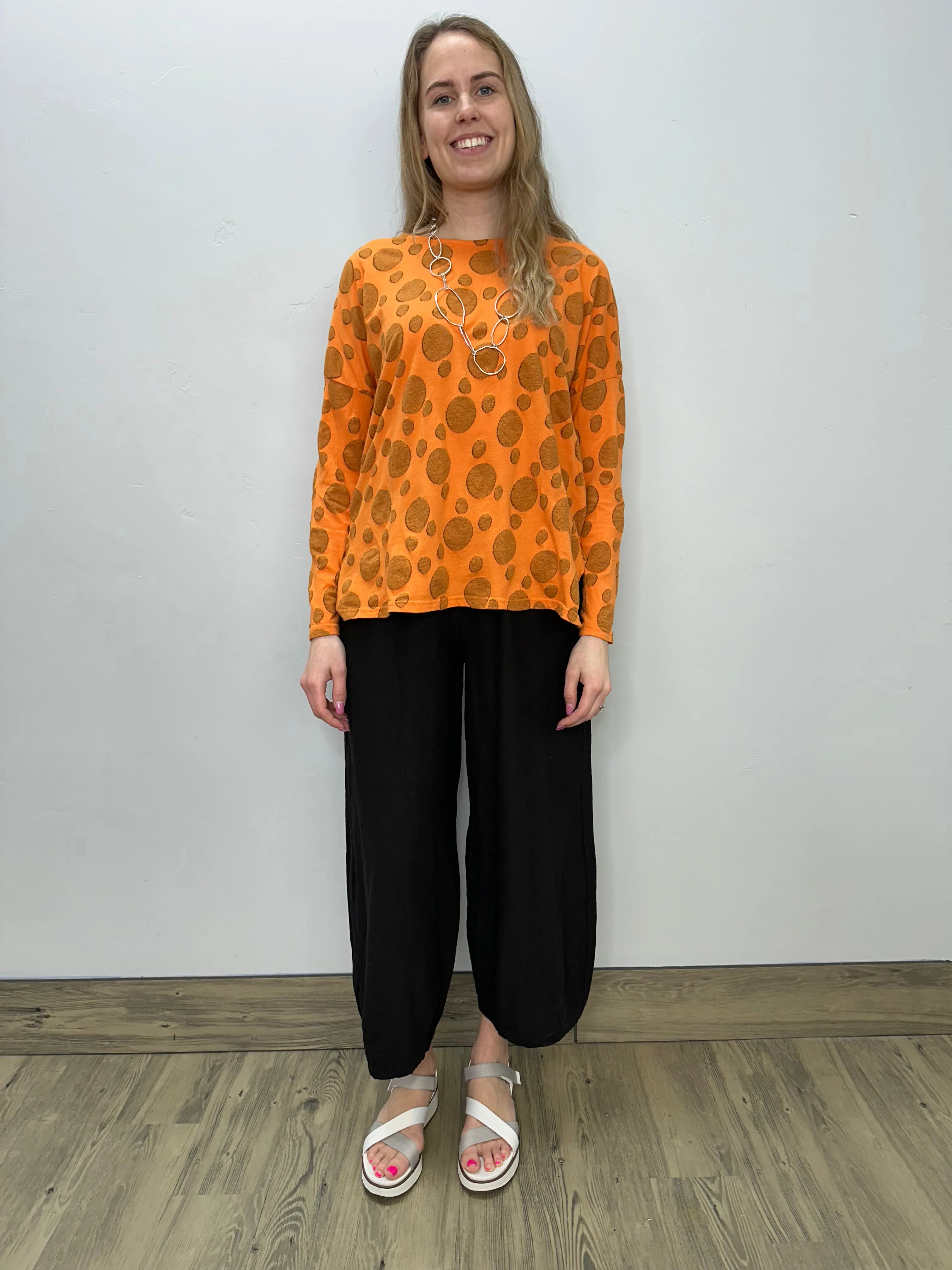 Tangelo Jacquard Dot Boxy Top