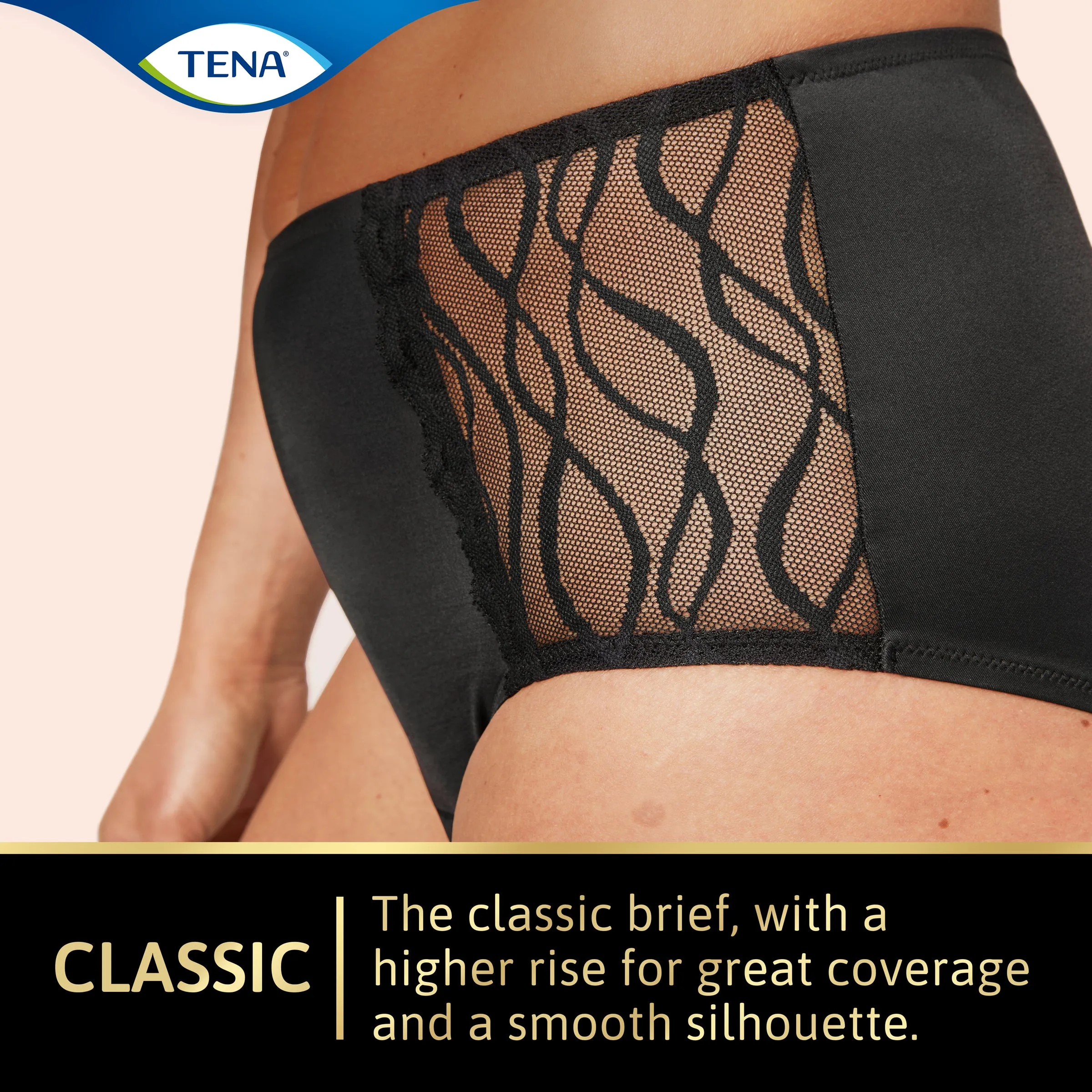 TENA Washable Absorbent Underwear, Classic, Noir, 12-14