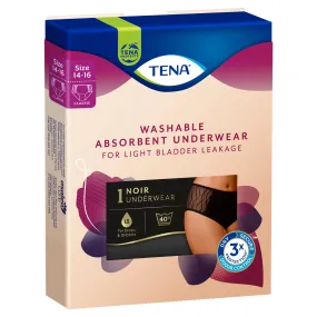 TENA Washable Absorbent Underwear, Classic, Noir, 14-16