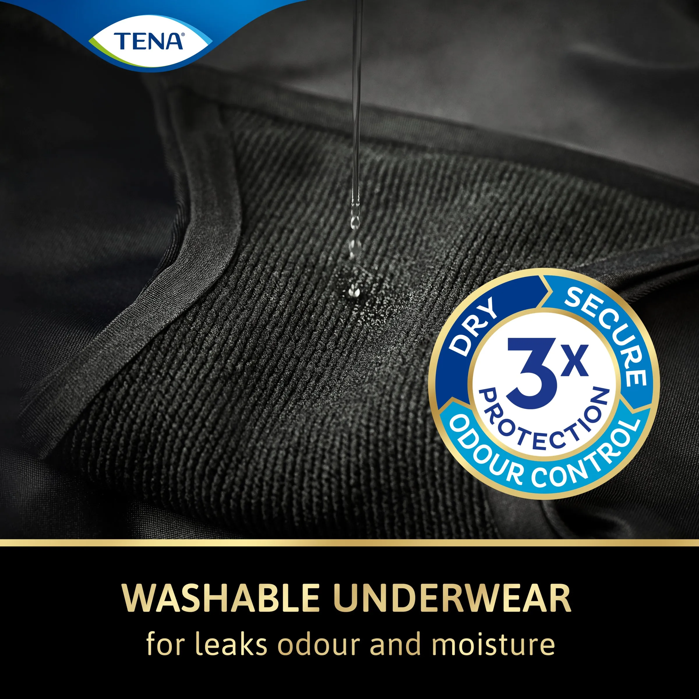 TENA Washable Absorbent Underwear, Classic, Noir, 14-16