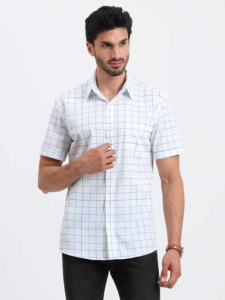 Thin Line Checks Printed Half Sleeve Shirt