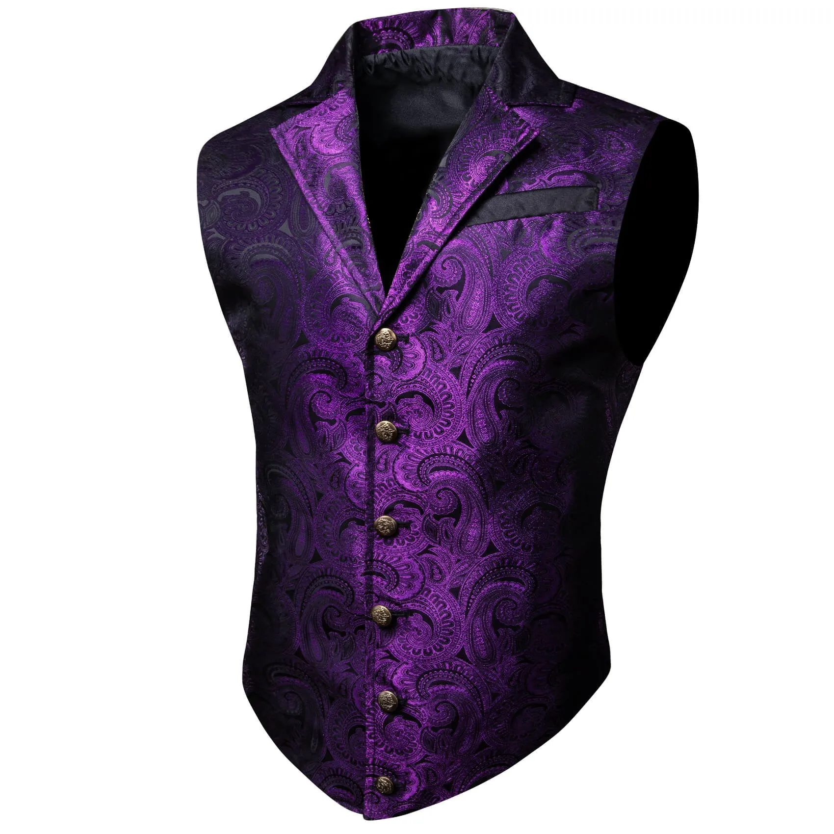 Ties2you Men's Vest Indigo Purple Paisley Silk Notched Collar Suit Vest