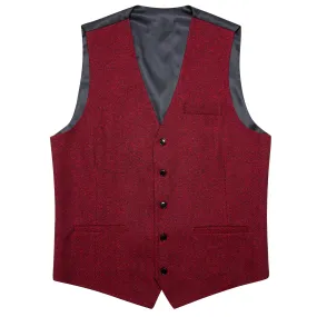 Ties2you Wedding Vest Wine Red Solid Jacquard Men's Single Vest