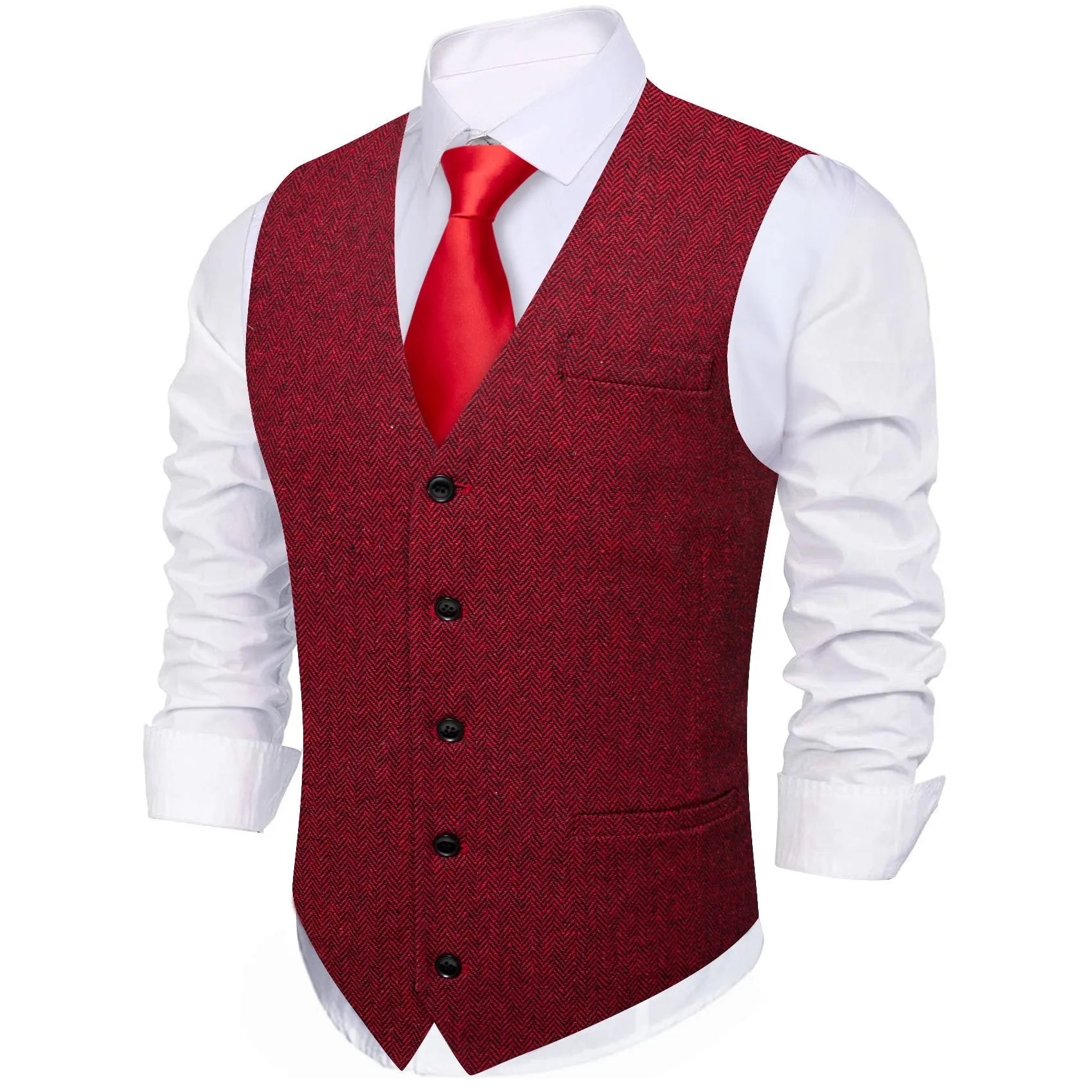 Ties2you Wedding Vest Wine Red Solid Jacquard Men's Single Vest