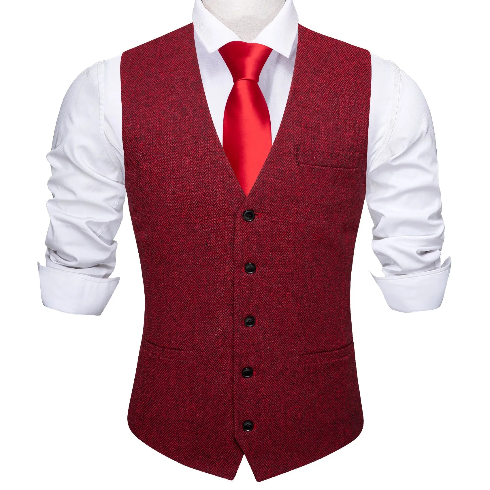 Ties2you Wedding Vest Wine Red Solid Jacquard Men's Single Vest