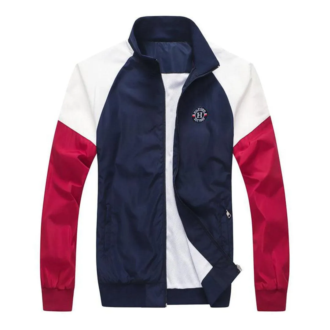 Tommy Hilfiger Men's Navy Blue Essential Graphic Logo Jacket