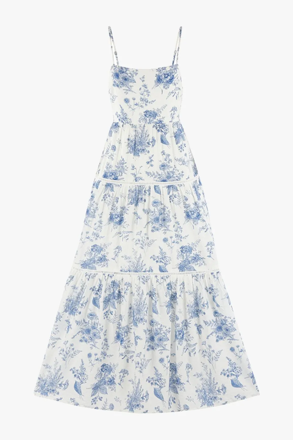 Universe Porcelain Print Tie Back Strappy Maxi Dress