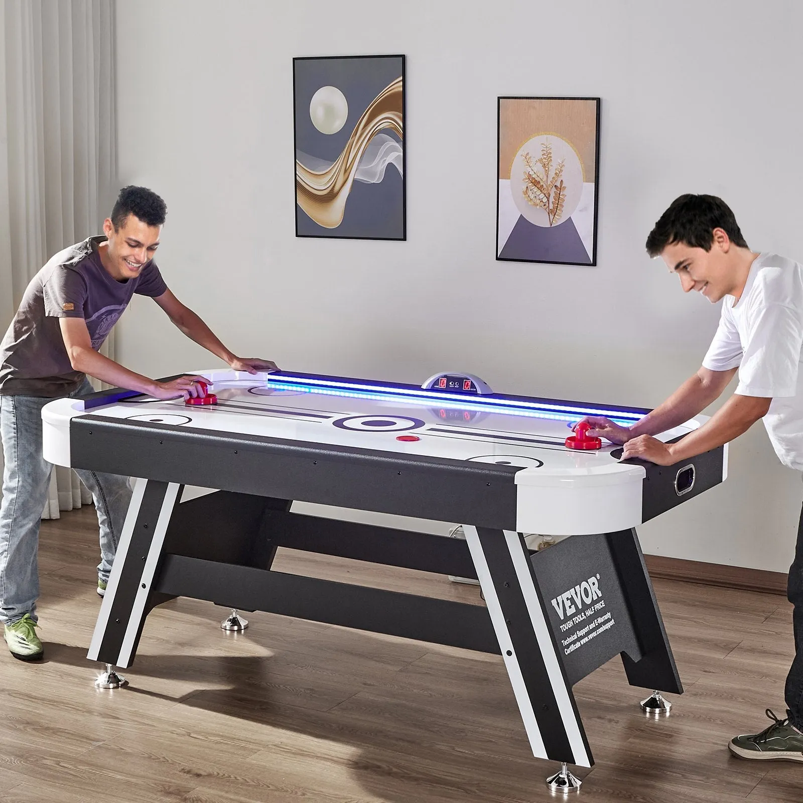 Vevor Hockey Table 72" Air-Powered Indoor LED Game with Electronic Scoreboard 2 Pucks and 2 Pushers New