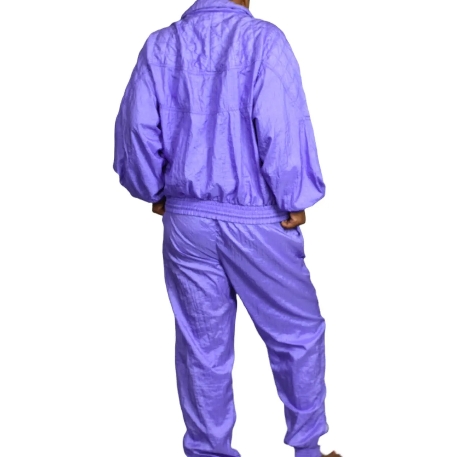 Vintage Nylon Track Suit CoOrd Pastel Purple Lilac Jacket Pant Jogger Set Large