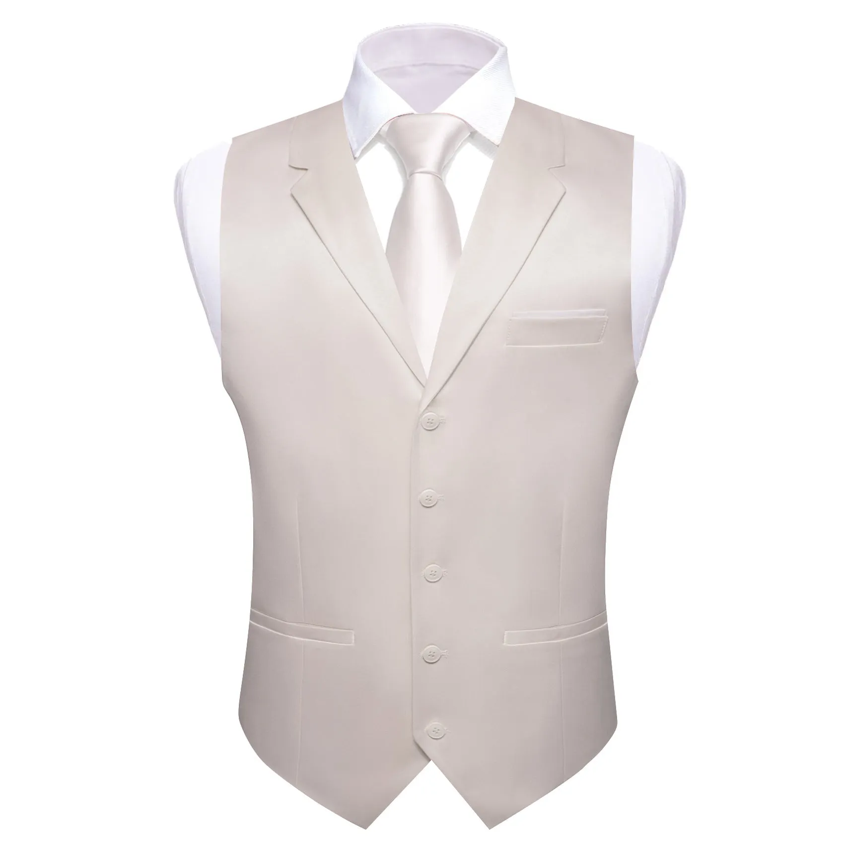 White Solid Jacquard Men's Collar Vest