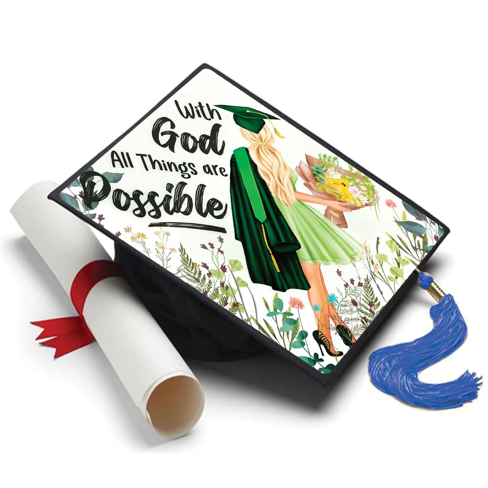 With God All Things are Possible Grad Cap Topper