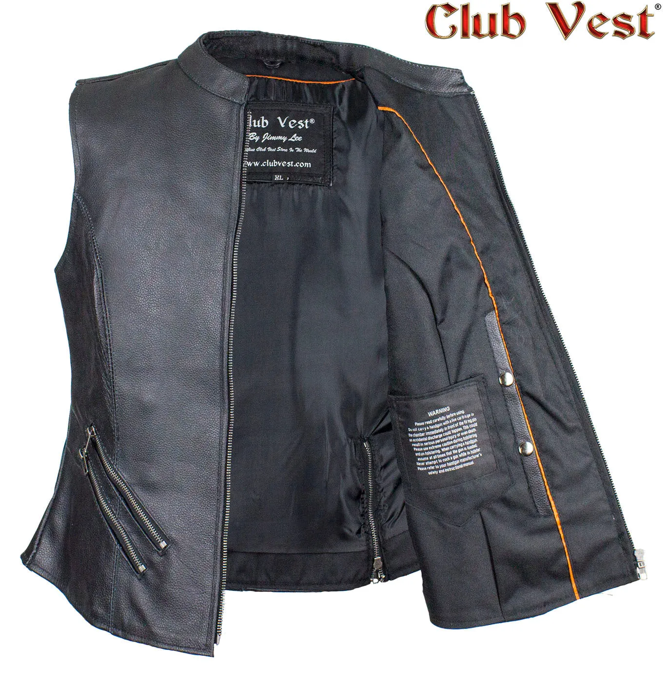 Women's Leather Concealed Pocket Vest