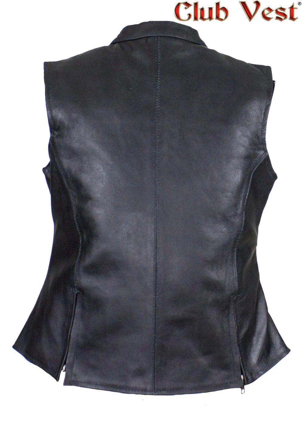 Women's Leather Concealed Pocket Vest