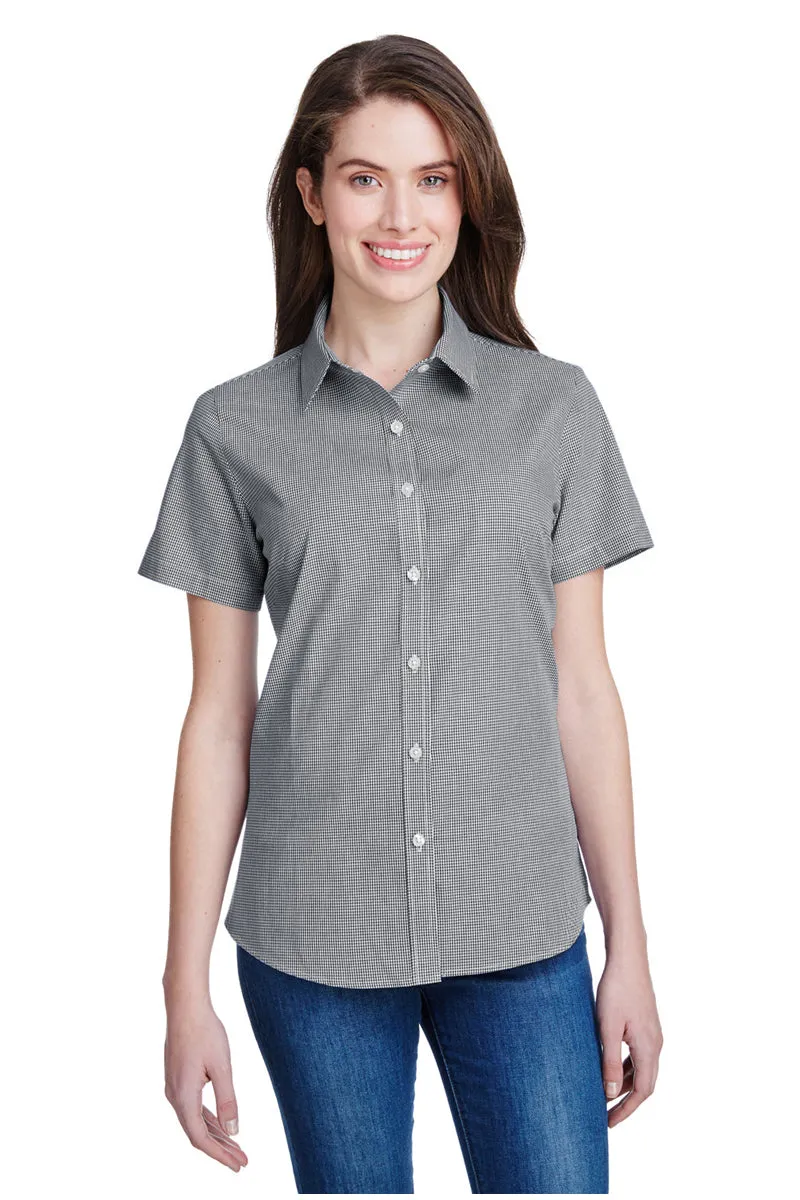 Women's Microcheck Short Sleeve Cotton Shirt