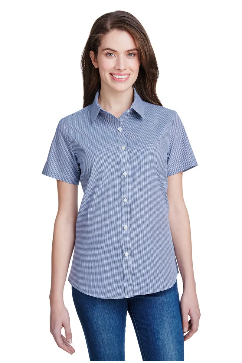 Women's Microcheck Short Sleeve Cotton Shirt