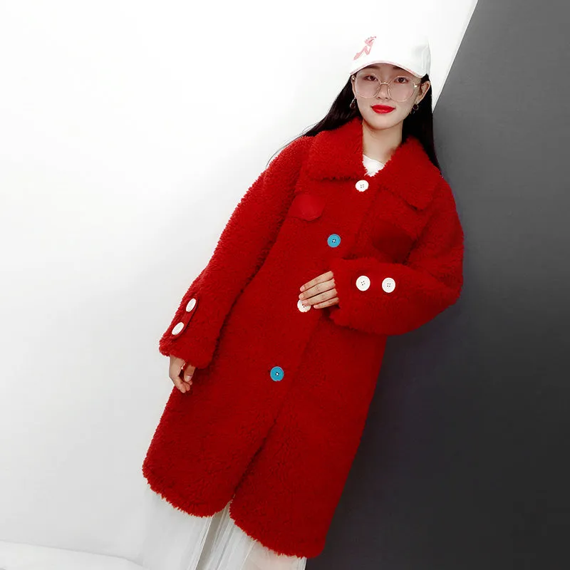 Women's Winter Casual Thick Buttoned Coat With Wool