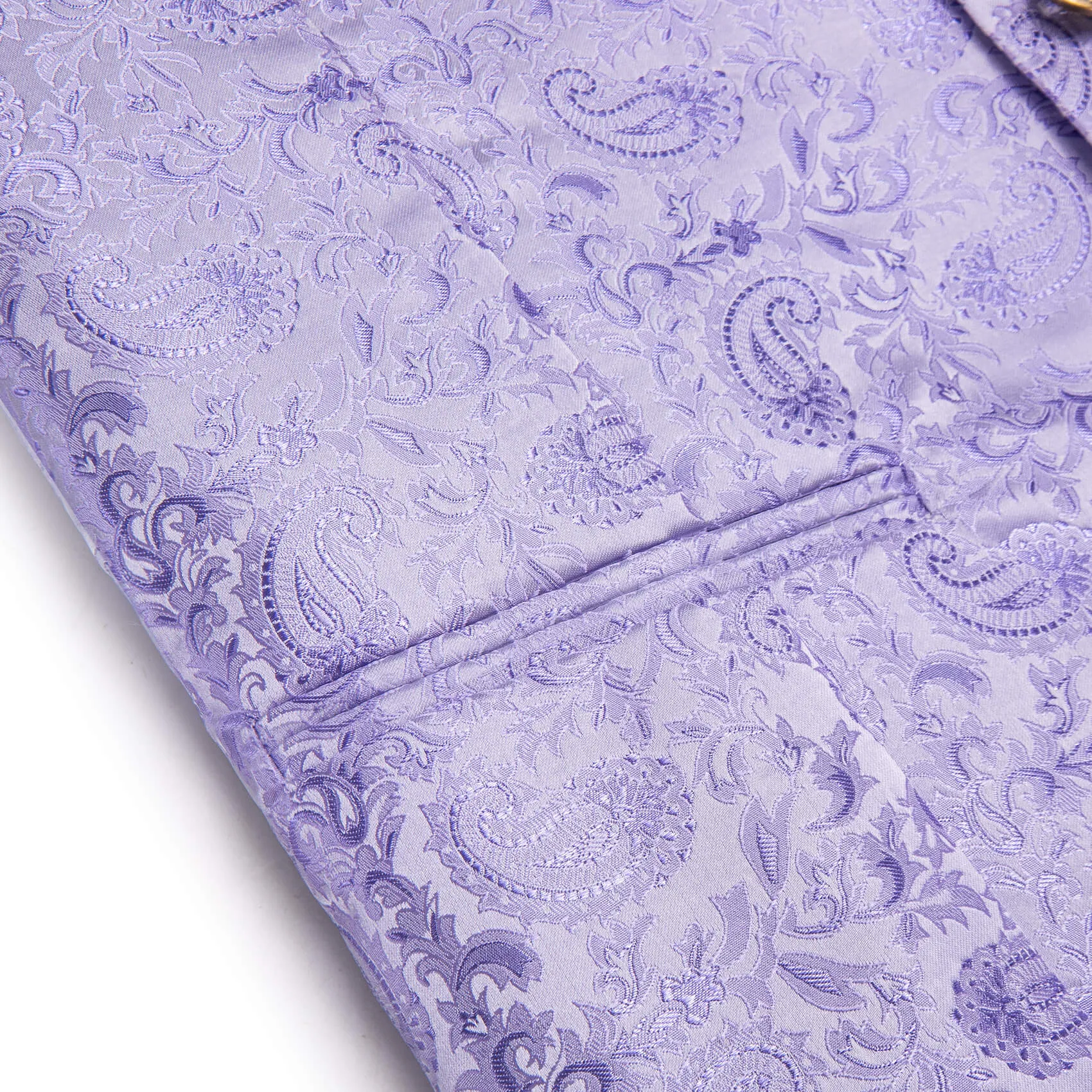 YourTies Light Purple Paisley Silk Men Suit Vest Necktie Hanky Cufflinks Set